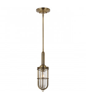 Feiss Urban Restoration 1 Light Pendant Dark Antique Brass IP44-1