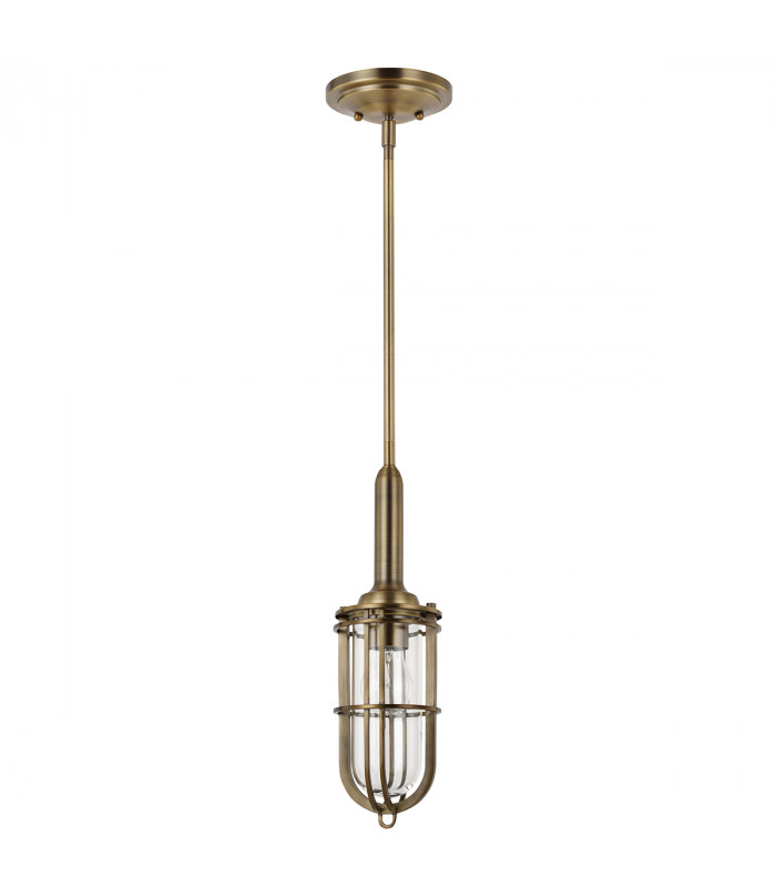 Feiss Urban Restoration 1 Light Pendant Dark Antique Brass IP44-2