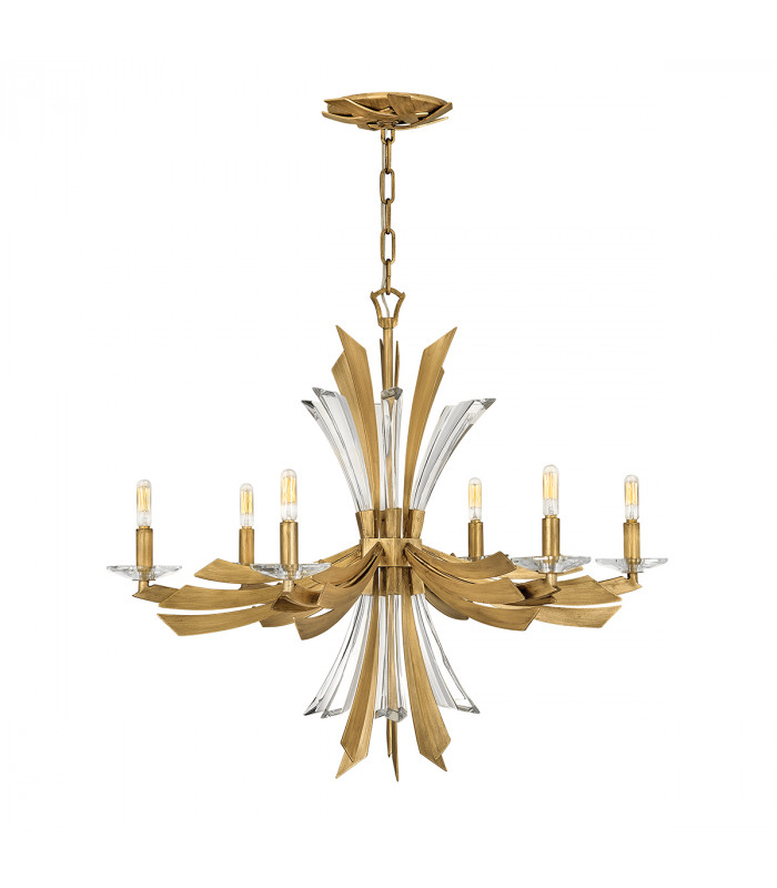 Hinkley Fredrick Ramond Vida 6 Light Chandelier Burnished Gold-1