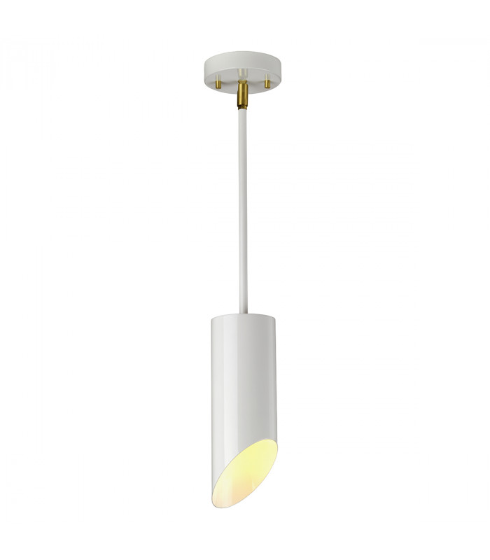 Quinto 1 Light Pendant - White Aged Brass E27