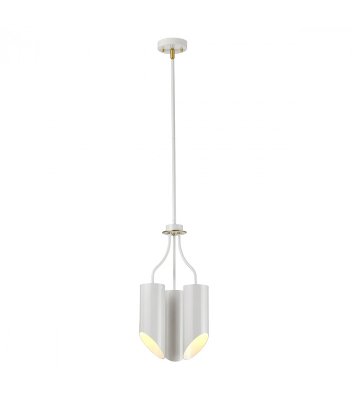 Quinto 3 Light Multi Arm Ceiling Pendant White Aged Brass E27