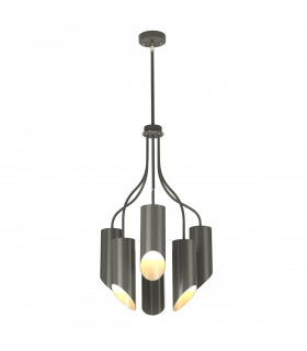 Quinto 6 Light Multi Arm Ceiling Pendant Dark Grey Polished Nickel E27