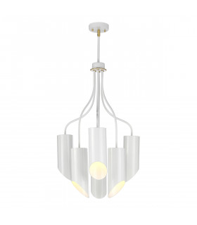 Quinto 6 Light Multi Arm Ceiling Pendant White Aged Brass E27