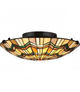 Alcott 2 Light Tiffany Flush Mount - Bronze Finish E27-1