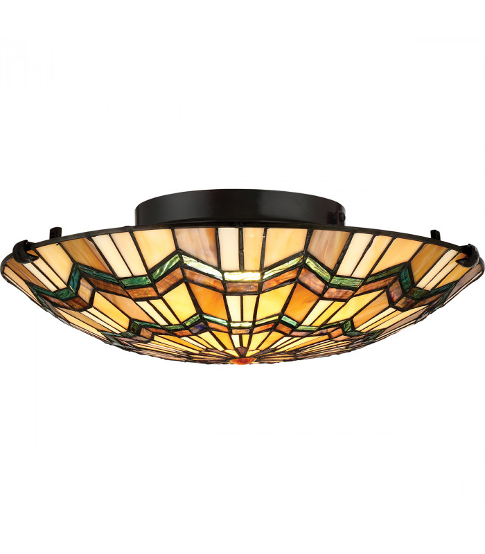 Alcott 2 Light Tiffany Flush Mount - Bronze Finish E27-1