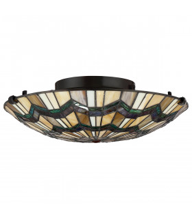 Alcott 2 Light Tiffany Flush Mount - Bronze Finish E27-2