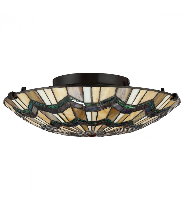Alcott 2 Light Tiffany Flush Mount - Bronze Finish E27-2
