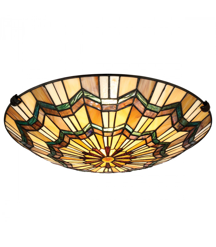 Alcott 2 Light Tiffany Flush Mount - Bronze Finish E27-3