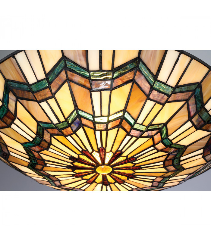 Alcott 2 Light Tiffany Flush Mount - Bronze Finish E27-4