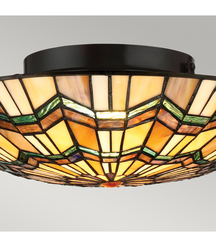 Alcott 2 Light Tiffany Flush Mount - Bronze Finish E27-5