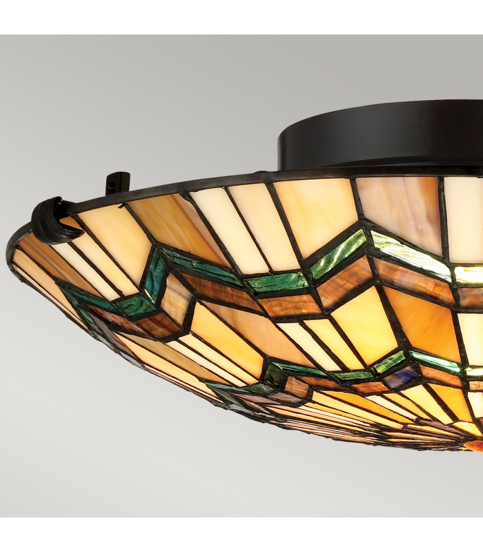 Alcott 2 Light Tiffany Flush Mount - Bronze Finish E27-6