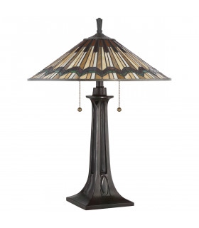 Alcott 2 Light Tiffany Table Lamp - Bronze Finish E27-2