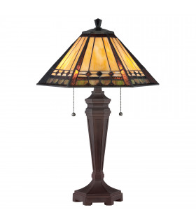 Arden 2 Light Tiffany Desk Lamp Bronze E27-1