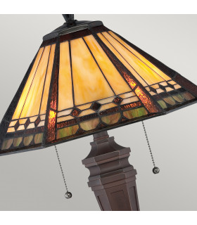 Arden 2 Light Tiffany Desk Lamp Bronze E27-2