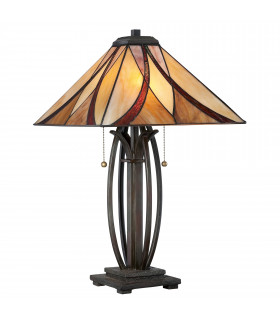 Asheville 2 Light Table Lamp Bronze Tiffany Glass E27-1
