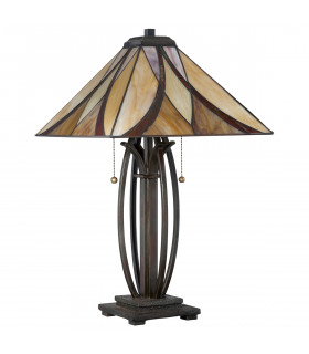 Asheville 2 Light Table Lamp Bronze Tiffany Glass E27-2