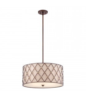 4 Light Large Ceiling Pendant Copper Brown Lattice E27-1