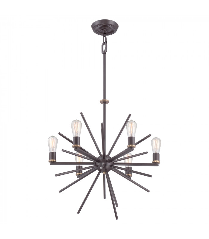 Carnegie 6 Light Ceiling Pendant Western Bronze Finish E27-1
