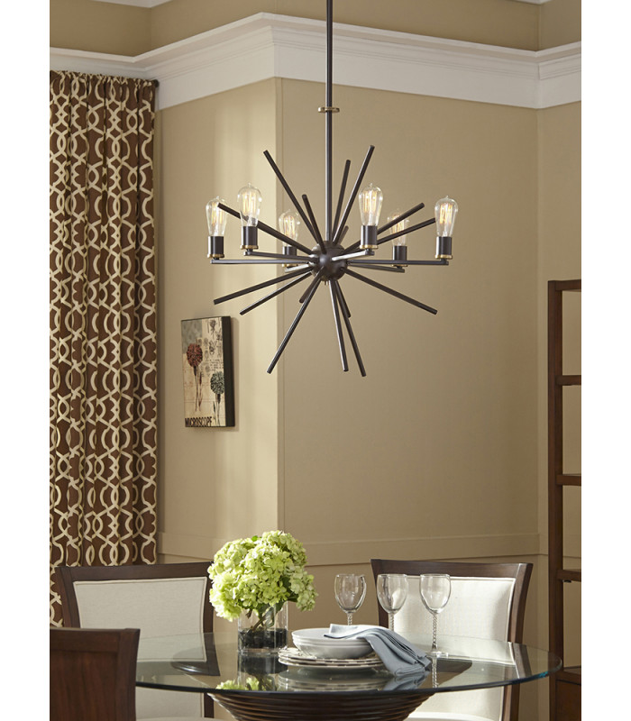 Carnegie 6 Light Ceiling Pendant Western Bronze Finish E27-2