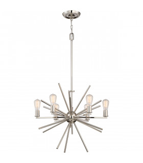 Carnegie 6 Light Chandelier Silver Finish E27