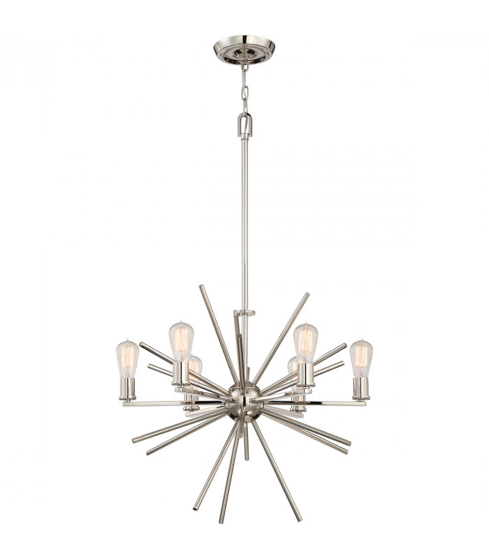 Carnegie 6 Light Chandelier Silver Finish E27