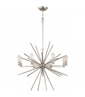 Carnegie 8 Light Chandelier Silver Finish E27