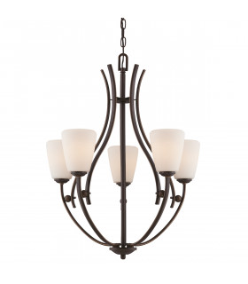 Chantilly 5 Light Multi Arm Chandelier Palladian Bronze Finish E27