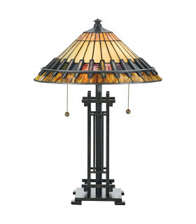 Chastain 2 Light Tiffany Desk Lamp Vintage Bronze E27-1