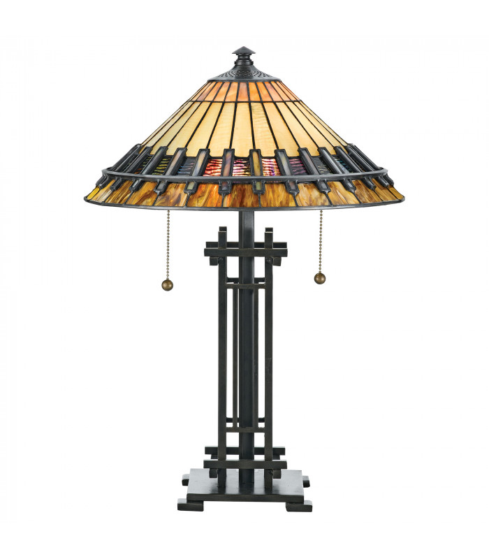 Chastain 2 Light Tiffany Desk Lamp Vintage Bronze E27-1