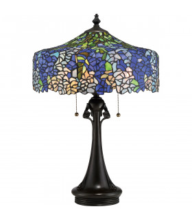 Cobalt 1 Light Tiffany Table Lamp - Bronze Finish E27-1