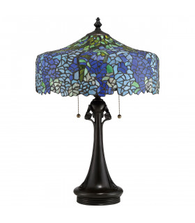 Cobalt 1 Light Tiffany Table Lamp - Bronze Finish E27-2