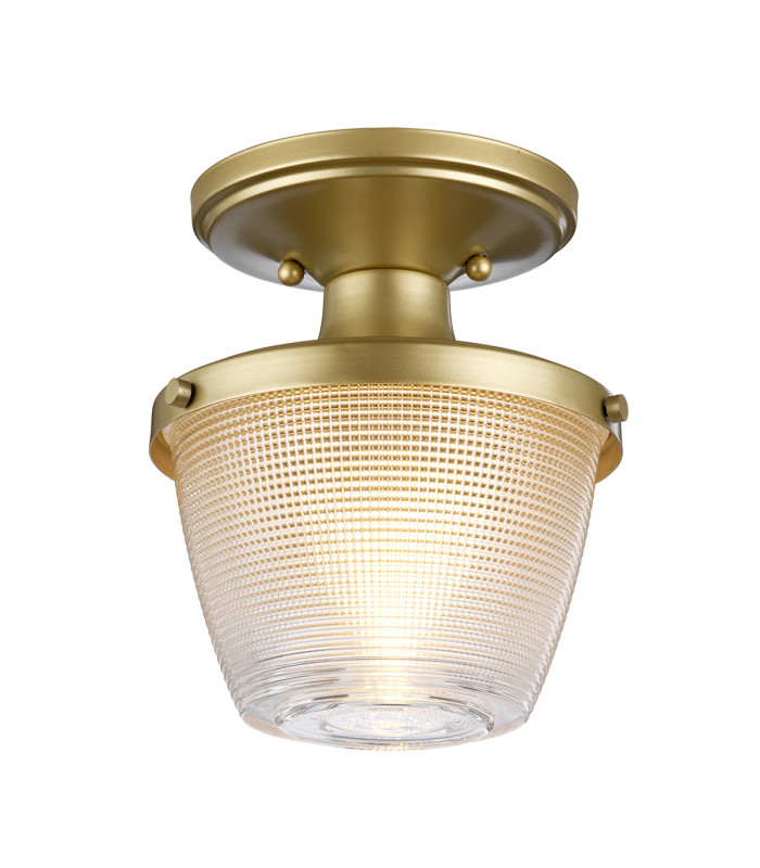 Dublin 1 Light Semi-Flush Mount Painted Natural Brass IP44 E27-1