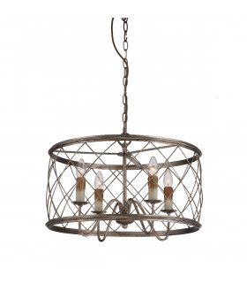 Dury 4 Light Cage Ceiling Pendant Century Silver Leaf E14-1