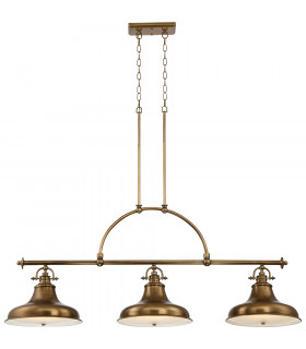 Emery 3 Light Pendant Bar Chandelier Light Weathered Brass E27-1