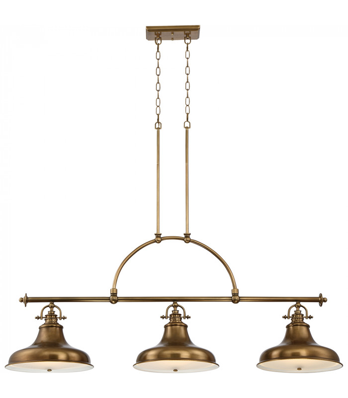 Emery 3 Light Pendant Bar Chandelier Light Weathered Brass E27-1