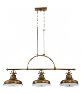 Emery 3 Light Pendant Bar Chandelier Light Weathered Brass E27-2