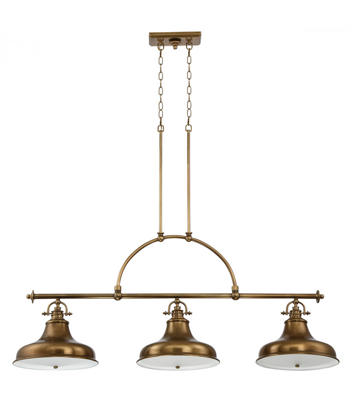 Emery 3 Light Pendant Bar Chandelier Light Weathered Brass E27-2