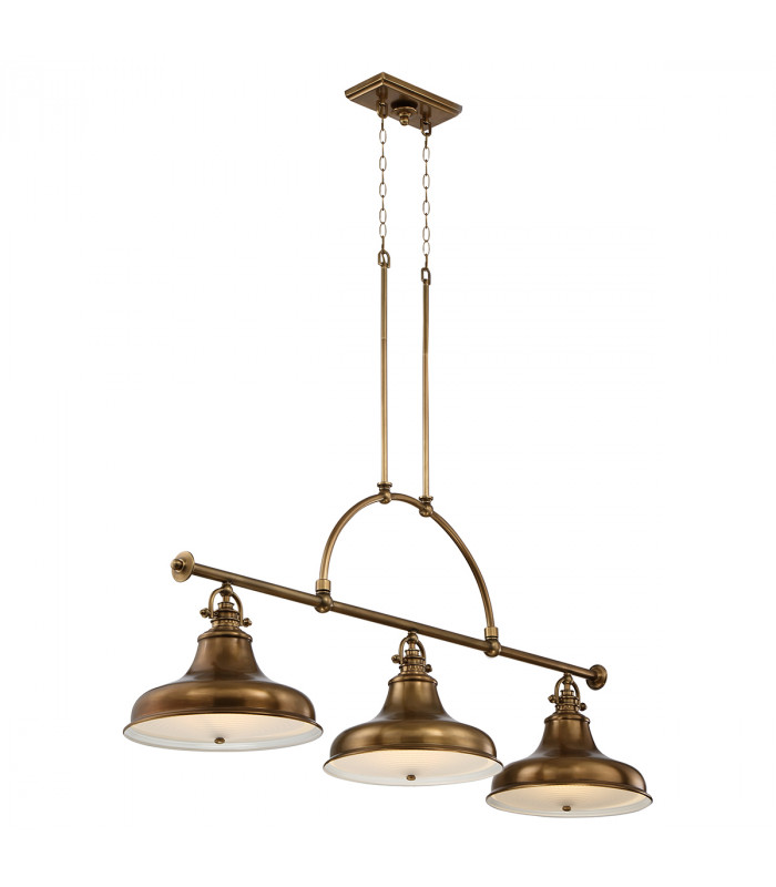 Emery 3 Light Pendant Bar Chandelier Light Weathered Brass E27-3
