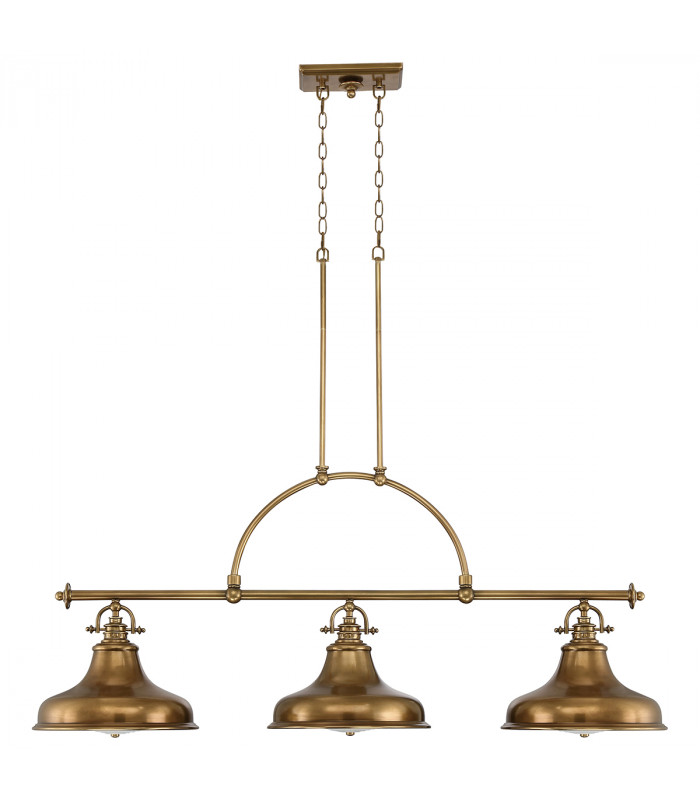 Emery 3 Light Pendant Bar Chandelier Light Weathered Brass E27-4