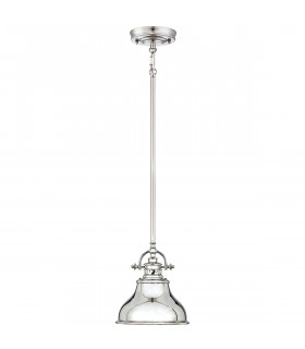 Emery 1 Light Dome Ceiling Mini Pendant Silver E27-1