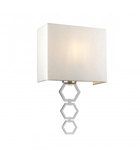 Ria Medium 1 Light Wall Light Polished Chrome Ivory Faux Silk Shade-1