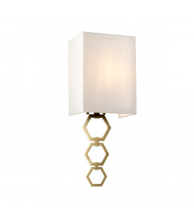 Ria Small 1 Light Wall Light Aged Brass Ivory Faux Silk Shade-1