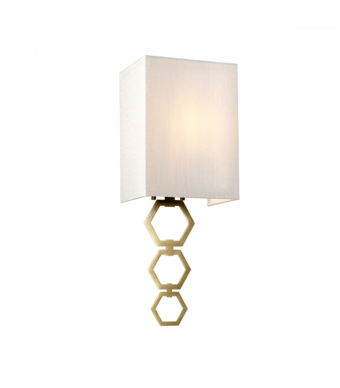 Ria Small 1 Light Wall Light Aged Brass Ivory Faux Silk Shade-1