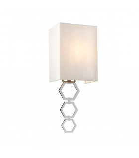 Ria Small 1 Light Wall Light Polished Chrome Ivory Faux Silk Shade-1