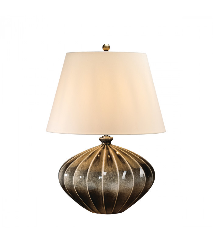 Rib Pumpkin 1 Light Table Lamp - Brown Black Finish E27-1