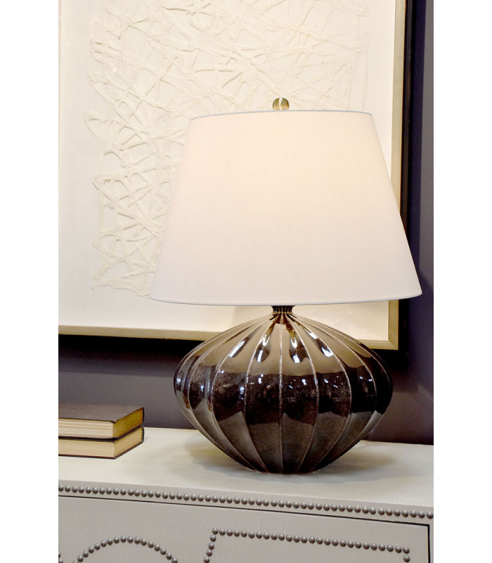 Rib Pumpkin 1 Light Table Lamp - Brown Black Finish E27-2