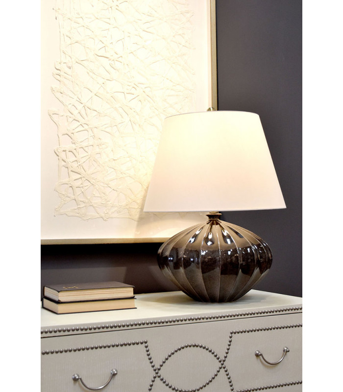 Rib Pumpkin 1 Light Table Lamp - Brown Black Finish E27-3