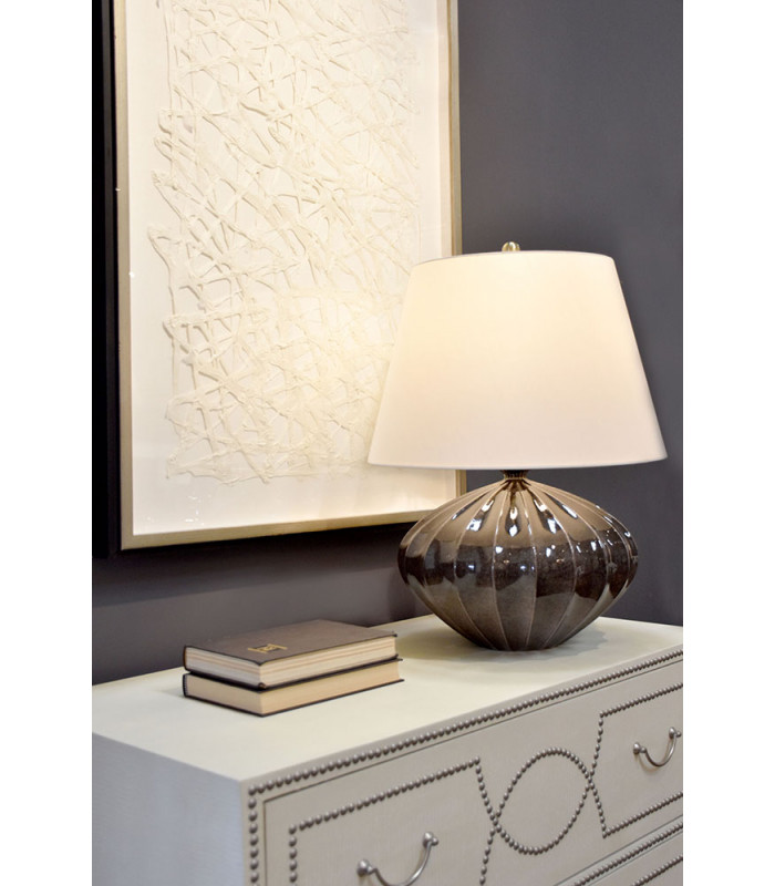 Rib Pumpkin 1 Light Table Lamp - Brown Black Finish E27-4