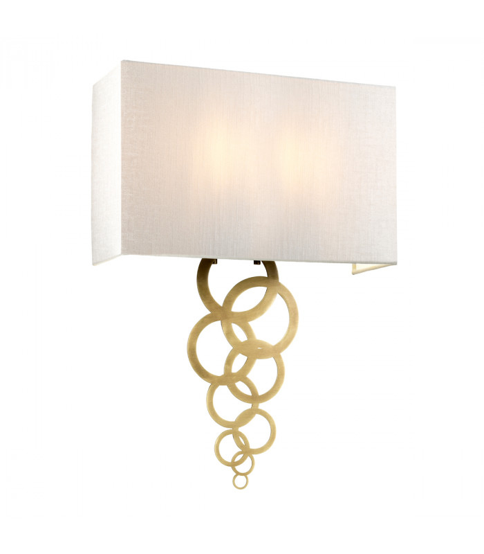 Rosa Large 2 Light Wall Light Aged Brass Ivory Faux Silk Shade-1