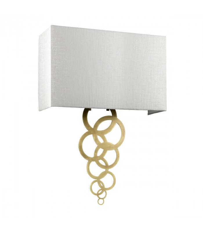 Rosa Large 2 Light Wall Light Aged Brass Ivory Faux Silk Shade-2